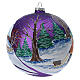 Christmas ball snow lilac background blown glass 150 mm s4