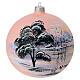 Christmas ball snow peach background blown glass 150 mm s3