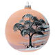 Bola árvore de Natal paisagem nevada com fundo cor pêssego vidro soprado 150 mm s4