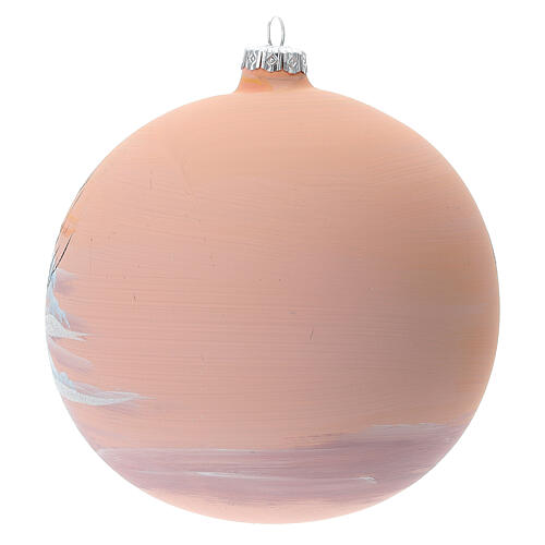 Glass Christmas ball ornament peach winter scene 150 mm 5