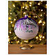 Bola árvore de Natal vidro soprado casa nevada fundo violeta 150 mm s2