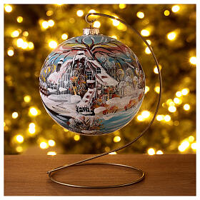 Christmas tree ornaments snowy house blown glass 150 mm