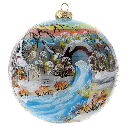 Christmas tree ornaments snowy house blown glass 150 mm 1