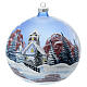 Boule Noël chalet neige ciel rouge verre soufflé 150 mm s1