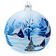 Christbaumkugel aus Glas mit winterlicher Landschaft blau, 150 mm s9
