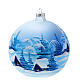 Christbaumkugel aus Glas mit winterlicher Landschaft blau, 150 mm s10
