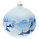 Christbaumkugel aus Glas mit winterlicher Landschaft blau, 150 mm s4