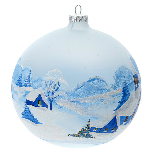 Christmas ball with snowy village by night in blown glass 150 mm 4