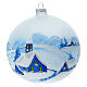Christmas ball with snowy village by night in blown glass 150 mm s1