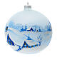 Christmas ball with snowy village by night in blown glass 150 mm s3