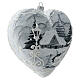 Heart Christmas tree ornament white silver streetlamp blown glass s3