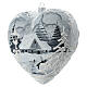 Boule Noël coeur blanc argent réverbère verre soufflé s2
