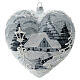 Pallina Natale 150 mm cuore bianco argento lampione vetro soffiato s5