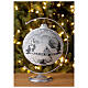 Boule Noël encadrement blanc village argent verre soufflé 150 mm s2