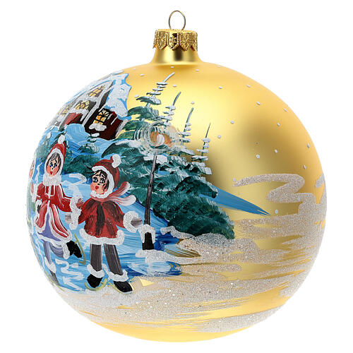 Boule Noël village enfants verre soufflé 150 mm 3