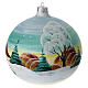 Glass Christmas ball snowy red roof houses 150 mm s5