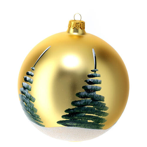 Nativity Christmas ball ornament gold blown glass 150 mm 4