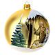 Nativity Christmas ball ornament gold blown glass 150 mm s3
