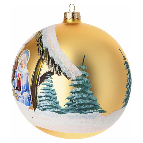 Nativity Christmas ball ornament gold blown glass 150 mm 3