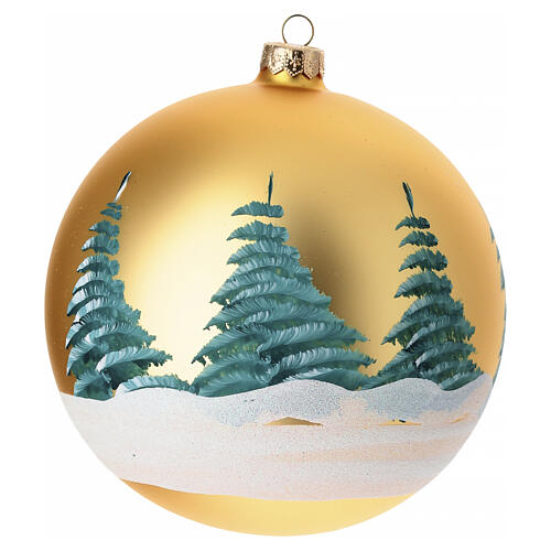 Nativity Christmas ball ornament gold blown glass 150 mm 5