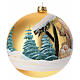 Nativity Christmas ball ornament gold blown glass 150 mm s4