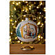 Boule Noël Nativité fond blanc verre soufflé 150 mm s2