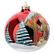 Bola árbol Navidad Sagrada Familia base roja vidrio soplado 120 mm s4
