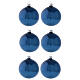 Pallina albero Natale blu lucido vetro soffiato 80 mm 6 pz s1