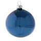 Pallina albero Natale blu lucido vetro soffiato 80 mm 6 pz s2