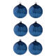 Bolas árvore de Natal vidro soprado azul polido 80 mm 6 unidades s1