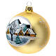 Pallina Natale oro villaggio montagne vetro soffiato 100 mm s3