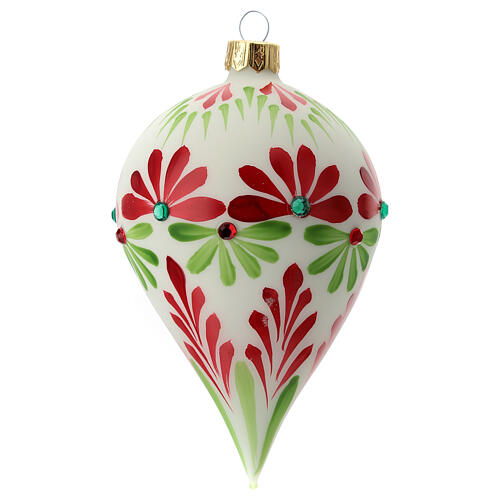 Raindrop Christmas ornament stylized flowers blown glass 1