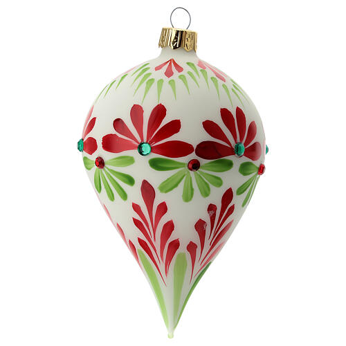 Raindrop Christmas ornament stylized flowers blown glass 3