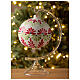 Christmas ball stones coloured flowers white blown glass 120 mm s2