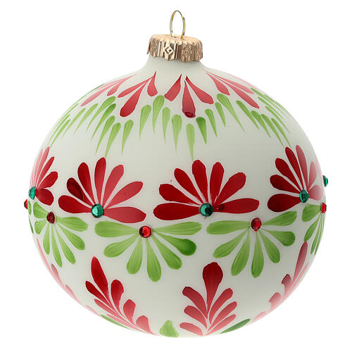 Glass Christmas tree ball ornament stones colored flowers 120 mm 4