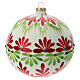 Christmas ball red green flowers blown glass 150 mm s1