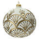 Bola árvore de Natal branco opaco com decoração dourada glitter vidro soprado 120 mm s1