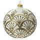 Bola árvore de Natal branco opaco com decoração dourada glitter vidro soprado 120 mm s3