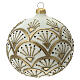 Bola árvore de Natal branco opaco com decoração dourada glitter vidro soprado 120 mm s4