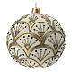 Bola árvore de Natal branco opaco com decoração leques dourados vidro soprado 100 mm s1