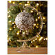 Bola árvore de Natal branco opaco com decoração leques dourados vidro soprado 100 mm s2