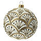 Bola árvore de Natal branco opaco com decoração leques dourados vidro soprado 100 mm s3