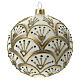 Bola árvore de Natal branco opaco com decoração leques dourados vidro soprado 100 mm s4