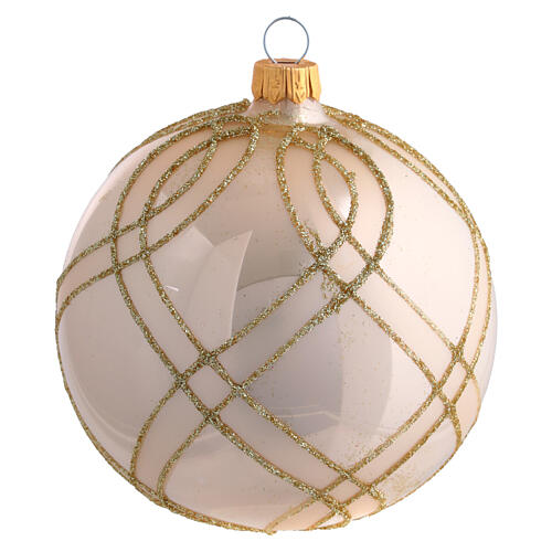 Weihnachtsbaumkugel, Set zu 4 Stück, gold mit feinen Linien verziert, 100 mm 2