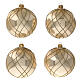 Christmas ball glossy gold interwoven decorations blown glass 100 mm, 4 pcs s1
