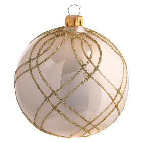 Pallina Natale CONF 4 PZ oro lucido decori intrecciati vetro soffiato 100 mm