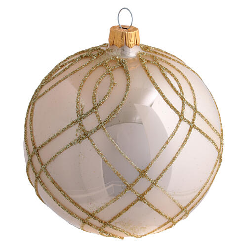 Bola árvore de Natal vidro soprado dourado com decorações entrelaçadas 100 mm 3
