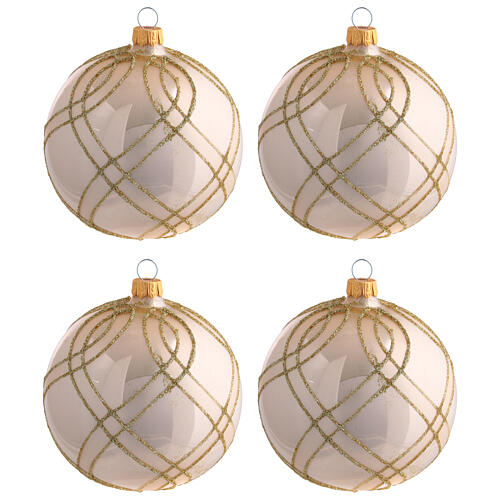Glass Christmas ball shiny gold weave decor 100 mm, 4 pcs 1