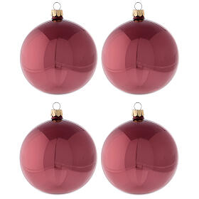 Bolas árbol Navidad rosa malva lúcido 100 mm vidrio soplado 4 piezas