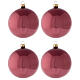 Bolas árbol Navidad rosa malva lúcido 100 mm vidrio soplado 4 piezas s1